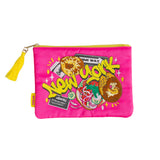 MYUUA New York Bagel Embroidered Flat Pouch in Pink — main product view