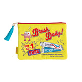 MYUUA Brush Dairy Retro Embroidered Flat Pouch in Yellow — main product view