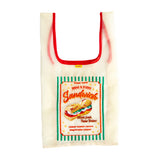 MYUUA Baguette Sandwich Embroidered Sheer Tote Bag in Beige — main product view