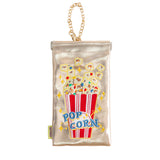 MYUUA Popcorn Embroidered Sunglasses Case in Metallic Gold — main product view