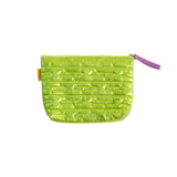 JAPAN Tanuki (Raccoon Dog) Quilt Pouch — Metallic Green — detail view 2