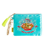 MYUUA Ramen Embroidered Tissue Pouch in Sax Blue — main product view featuring embroidered ramen bowl