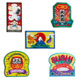 MYUUA Japan Embroidered Sticker Set — main product view featuring 5 embroidered Japanese motif stickers
