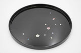 Round Lacquer Tray Sakura Black