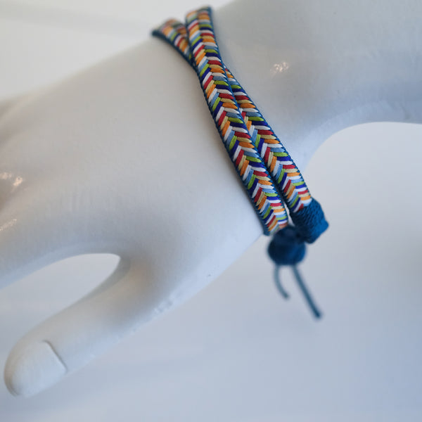 Reversible Pure Silk  Bracelet “Rainbow Amulet” double