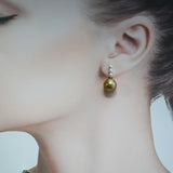 18K Yellow Gold South Sea and Akoya Pearl with Maki-e Earrings