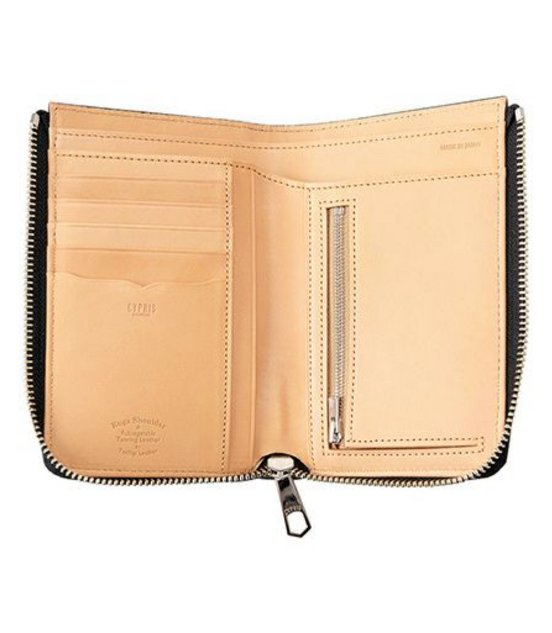 RS & Vegetable Tanning Bi-fold L-shaped Zipper Wallet