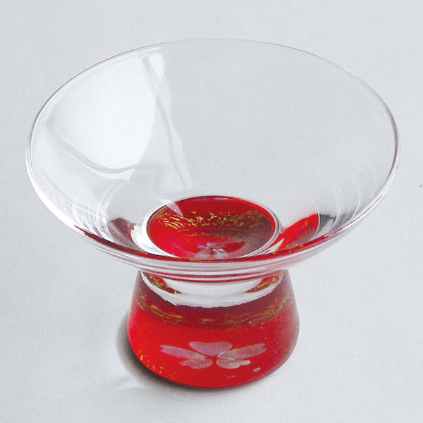 Sakazuki Sake Glass Gold Sakura Red